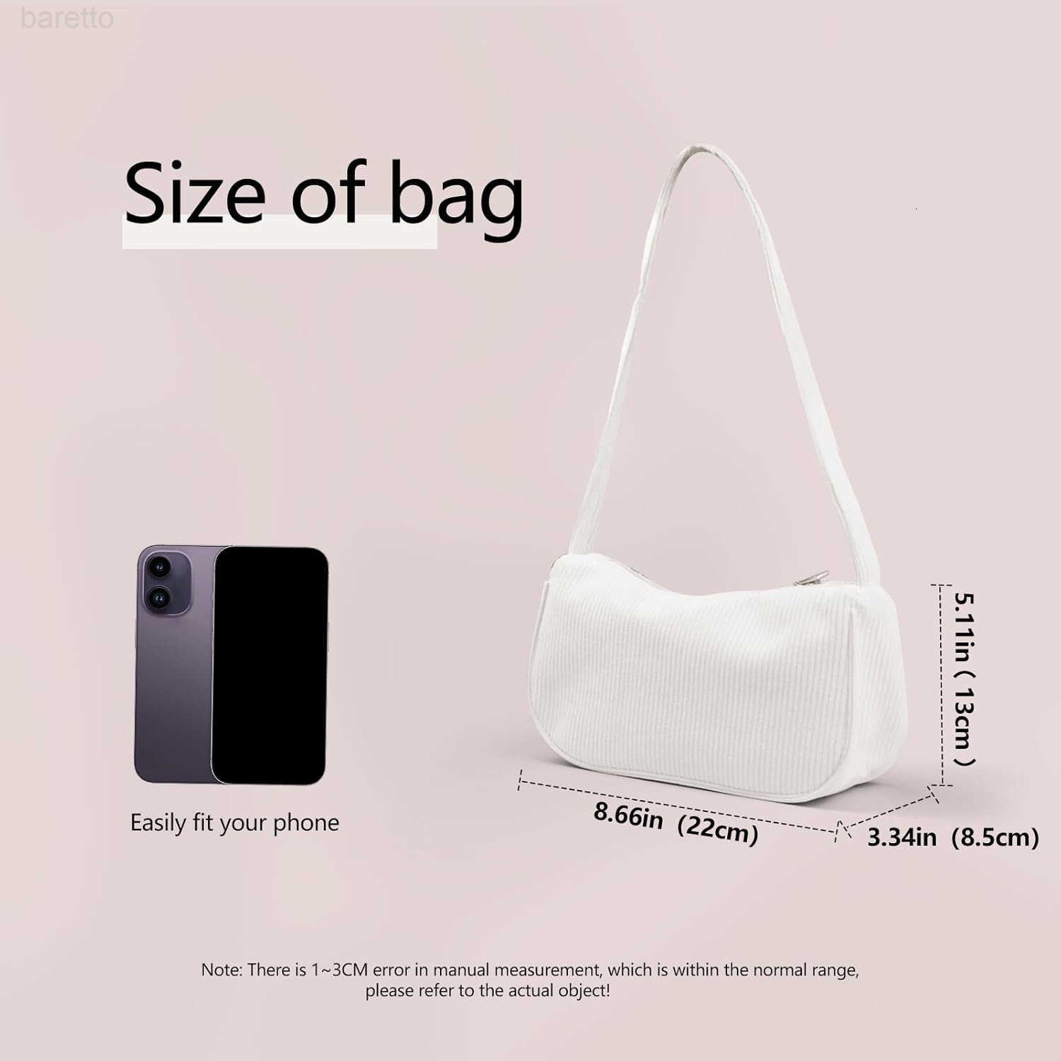 Shoulder Bag for Women Corduroy Small Handbag Shoulder Handbag with Zipper Stylish Womens Shoulder Purse white Z250909