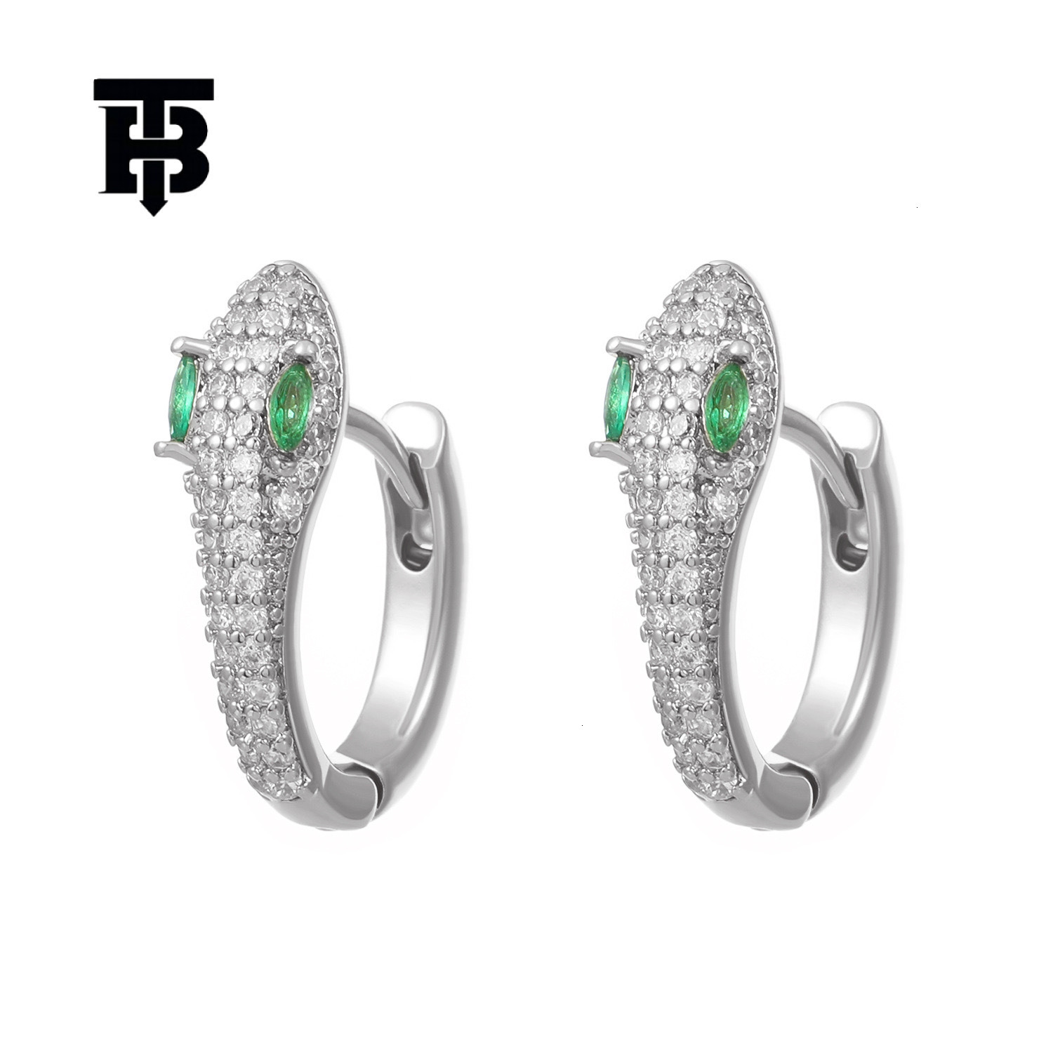 TB BHULAMTE Free Shipping New Designer Accessories Light Luxury Micro Inlaid Zircon Serpentine Ring Earrings Women's Ear Clips Creative Design Ea