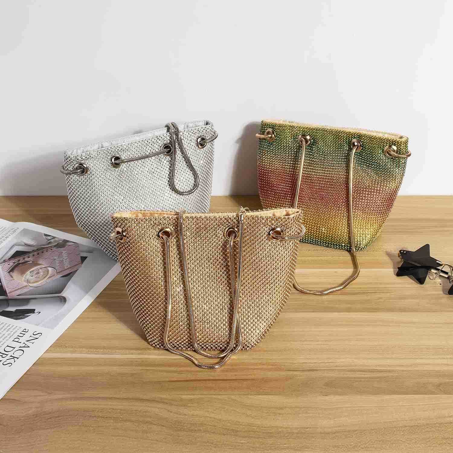 Bucket Bag Women Evening Party Clutch Bag Crossbody Shoulder Purse with Detachable Chain Strap Z25909