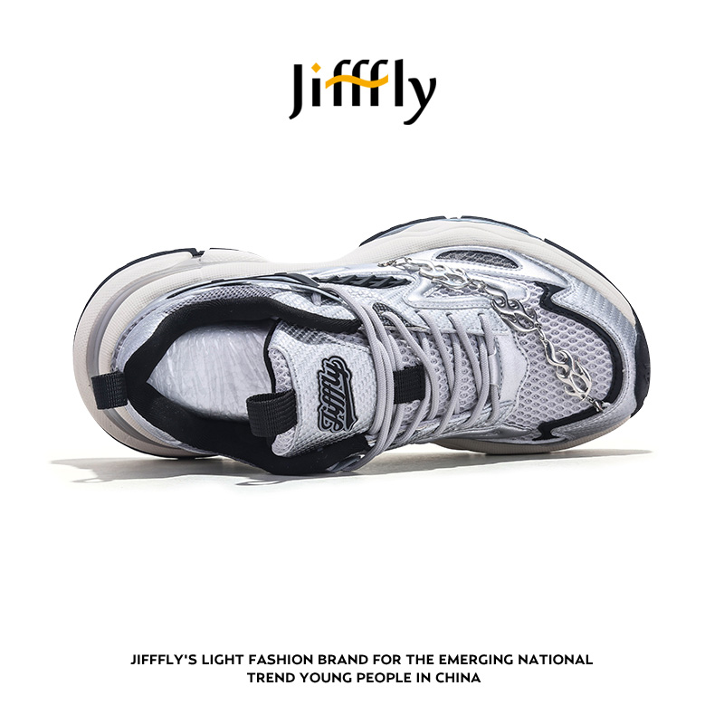 Jifffly free shipping designer shoes Women's 2025 autumn and winter new trend versatile height increasing sports shoes for men white sliver