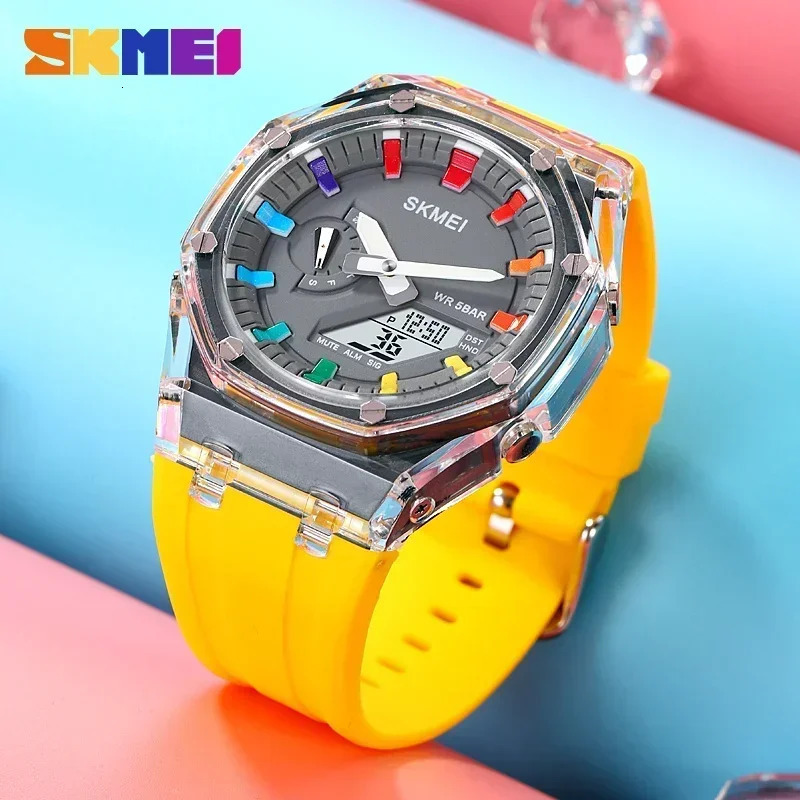 SKMEI 2100 Waterproof Men Watch Countdown Stopwatch Led Light Electronic Movement Wristwatch 5Alarm Clock 2 Time Digital Watches 250908