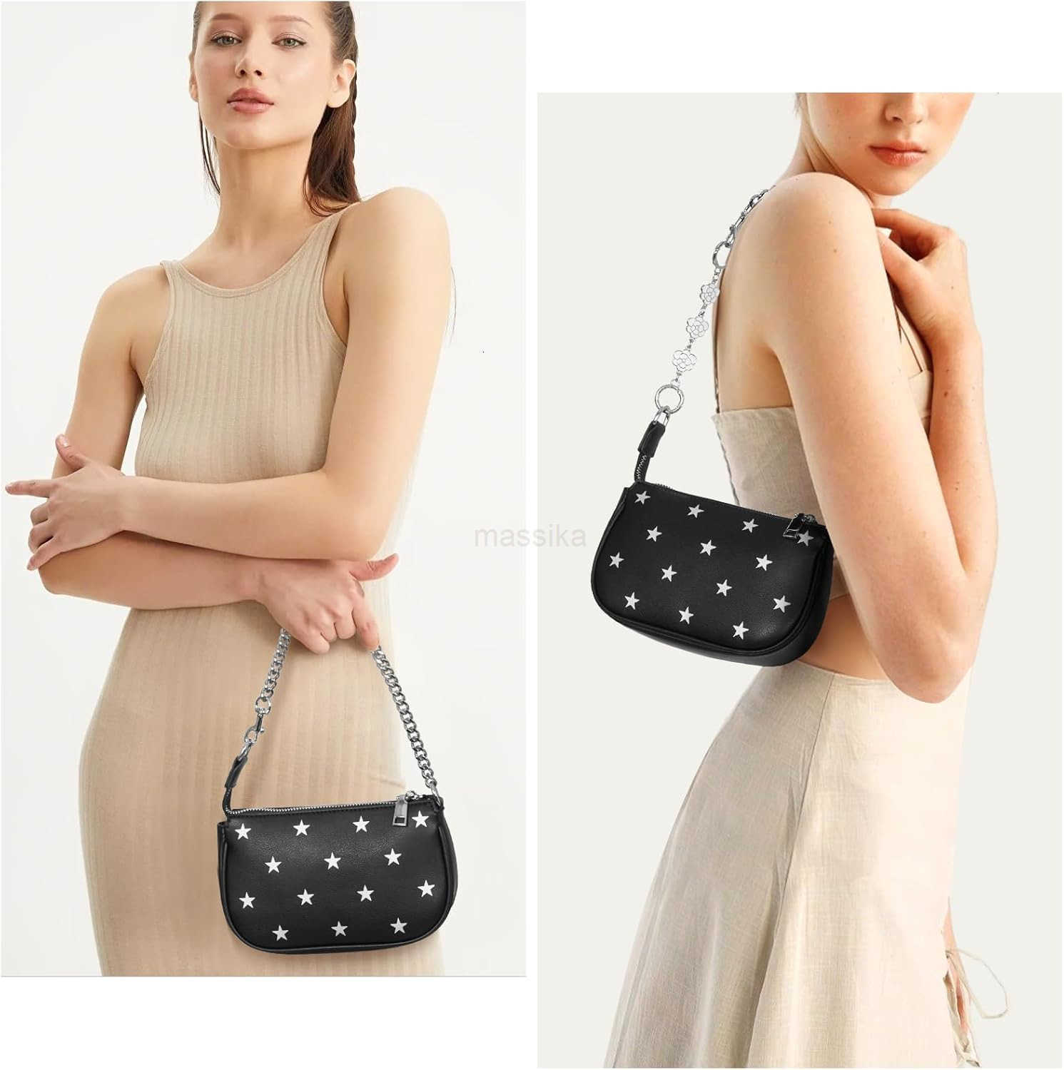 Mini Star Print Shoulder Bag Small Purse For Women Vegan Leather Handbag Soft Trendy Clutch Designer Underarm Bag M250909