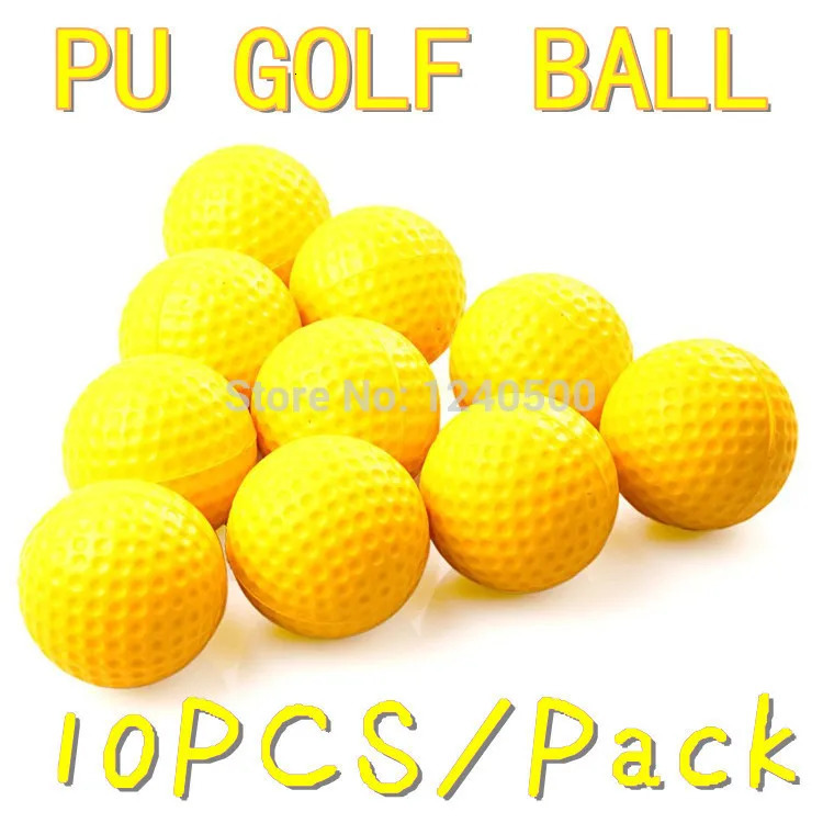 10pcslot Soft Indoor Practice PU Yellow Golf Balls Training Aid Drop Wholesale Gift for Golfers 250909BJ - view 3
