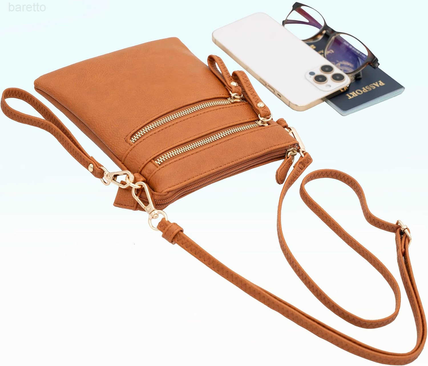 Small Crossbody Bag for Women Multi Zip Pockets with Detachable Wristlet Lightweight Travel Purse Cell Phone Pouch Z250910