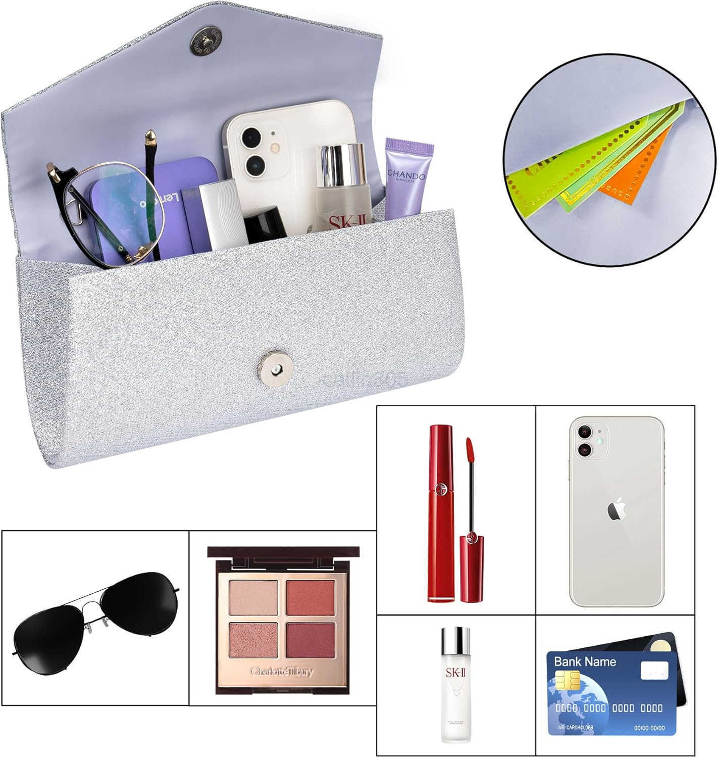 Womens Evening Handbags Glitter Envelope Clutch Purses Formal Ladies bag for Date Night Out Party8743x24in Z25909