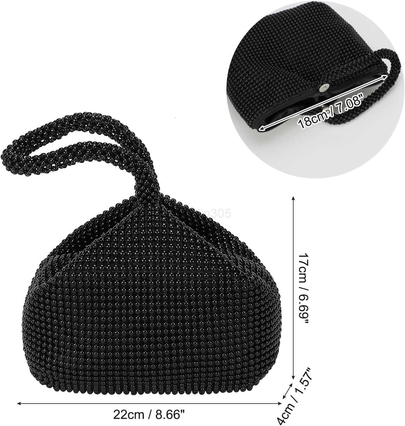 Womens Evening Bags Sparkly Beaded 866 Mini Clutch Vintage Triangle Small Purse Handbag for 1920s Party Wedding Black Z25909