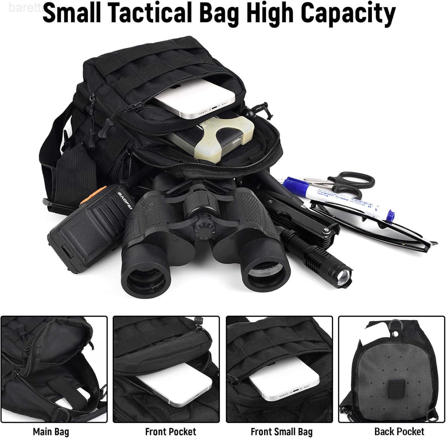 Tactical Sling Bag Crossbody Bag for Men Outdoor Military EDC Backpack for Every Day Carry Black Z250909