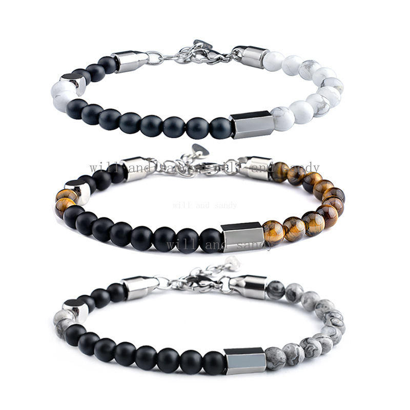 Tiger Eye Turquoise Natural Stone Beaded Bracelet for Men Women Designer Bracelet Stainless Steel Chain Buckle Wristband Cuff Fashion Jewelry