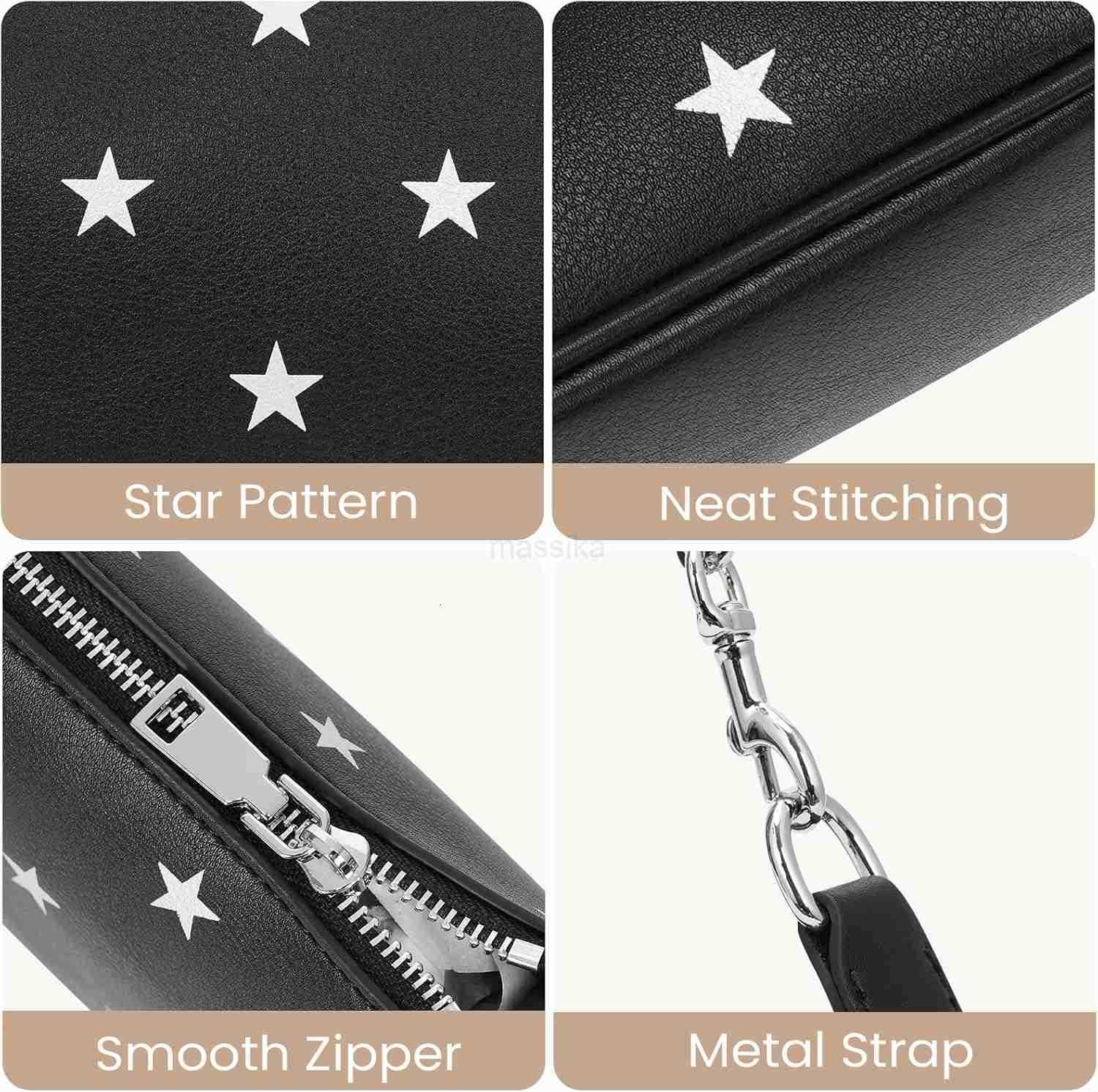 Mini Star Print Shoulder Bag Small Purse For Women Vegan Leather Handbag Soft Trendy Clutch Designer Underarm Bag M250909
