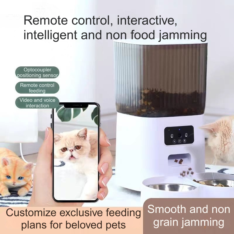 Pet Automatic Feeder with Wide-Angle Video Monitor - Large Capacity (5 Liters), Moisture Resistant Lid & Adjustable Portion Control - WD-250828-03