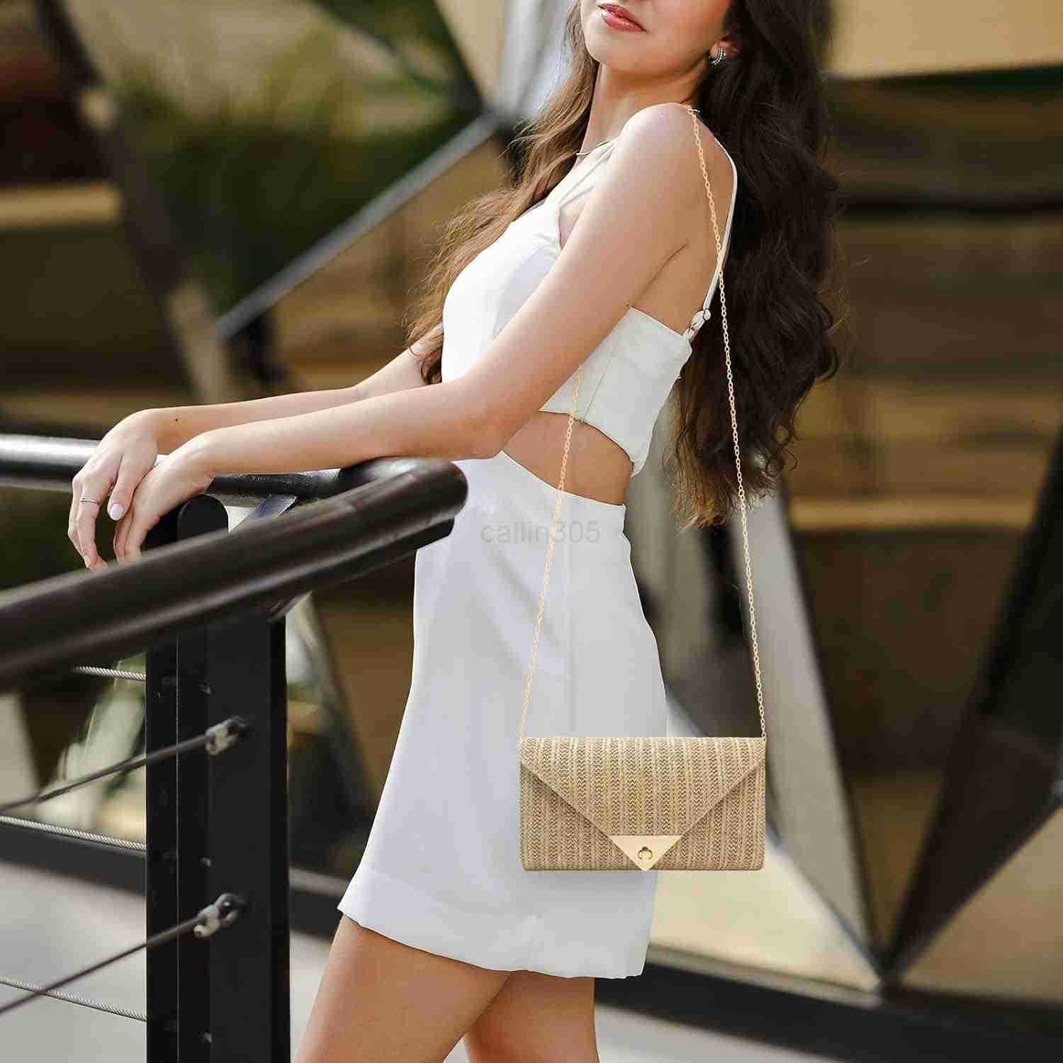 Purses for Women Envelope Evening Handbag Party Wedding Purse HandWoved Holiday Beach Bags with Chain Z25909
