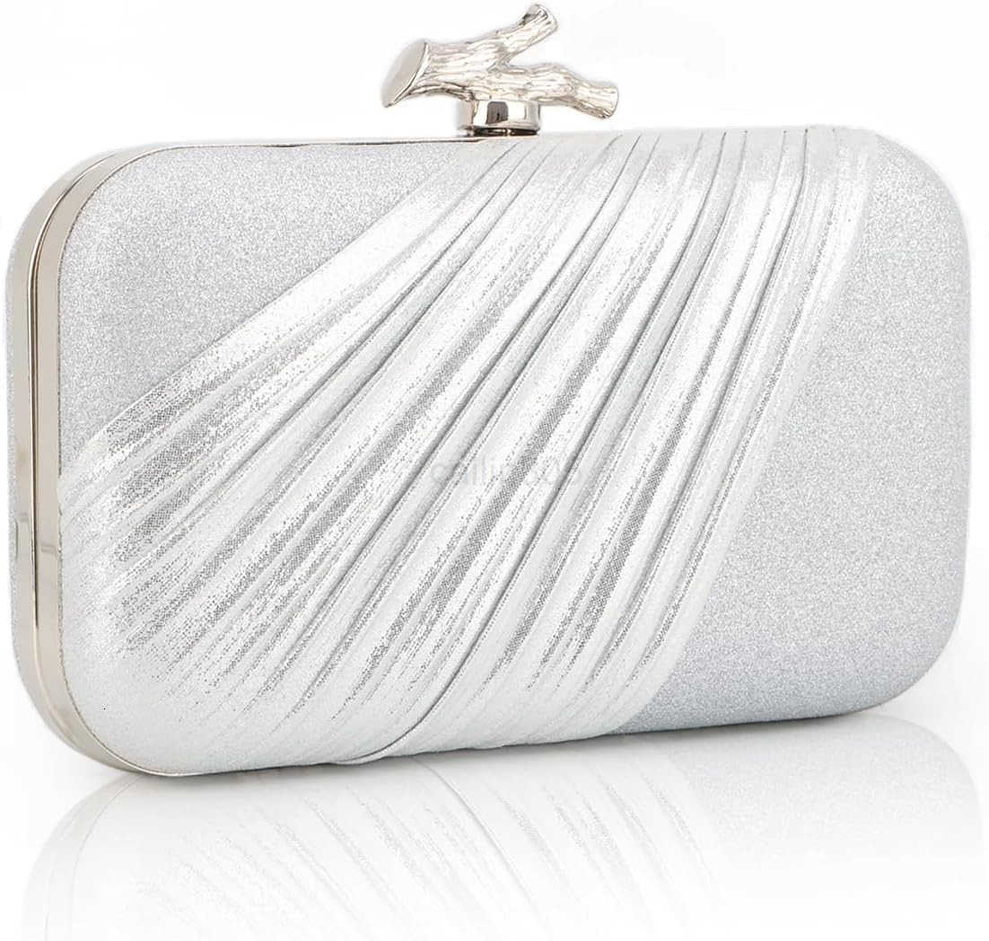 Clutch Purses for Women Evening Bag Pleated Satin Formal Handbag Sparkling Shoulder Crossbody Bag Z25909