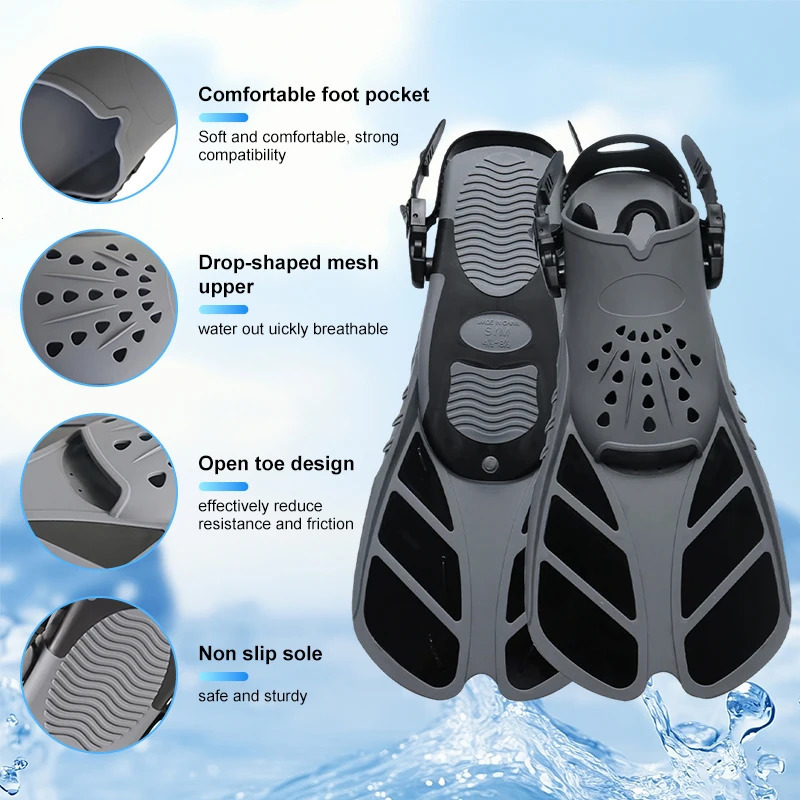 Mask Fins Snorkeling Gear for Adults Full Face Snorkel Adjustable Swim Set Panoramic View 250908