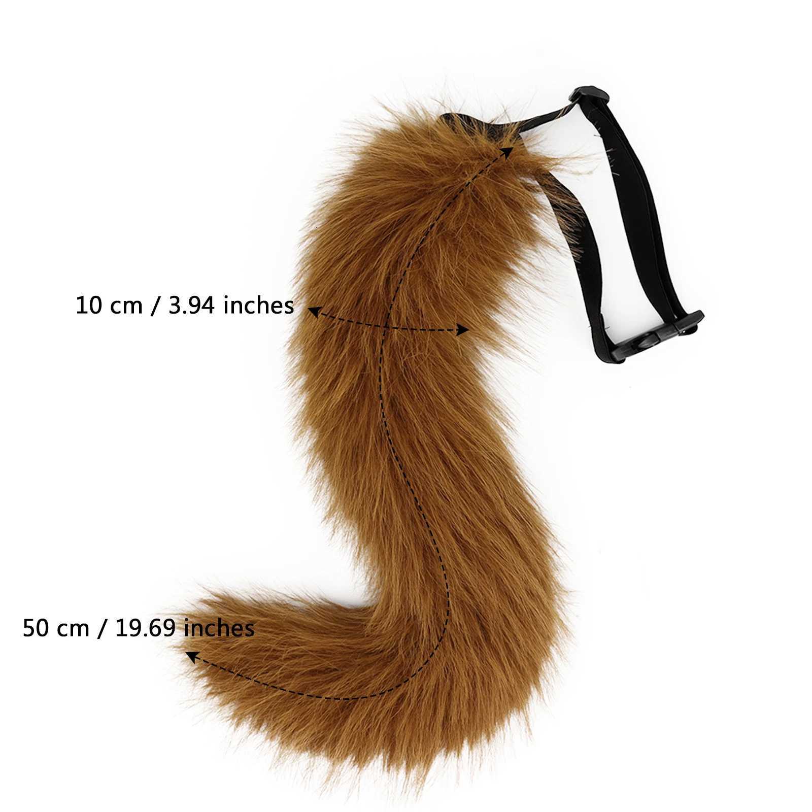 Faux Fur Half Face Mask Paw Gloves Wolf Fox Tail and Leather Necklace Set Costume for Halloween Cosplay Party H250908