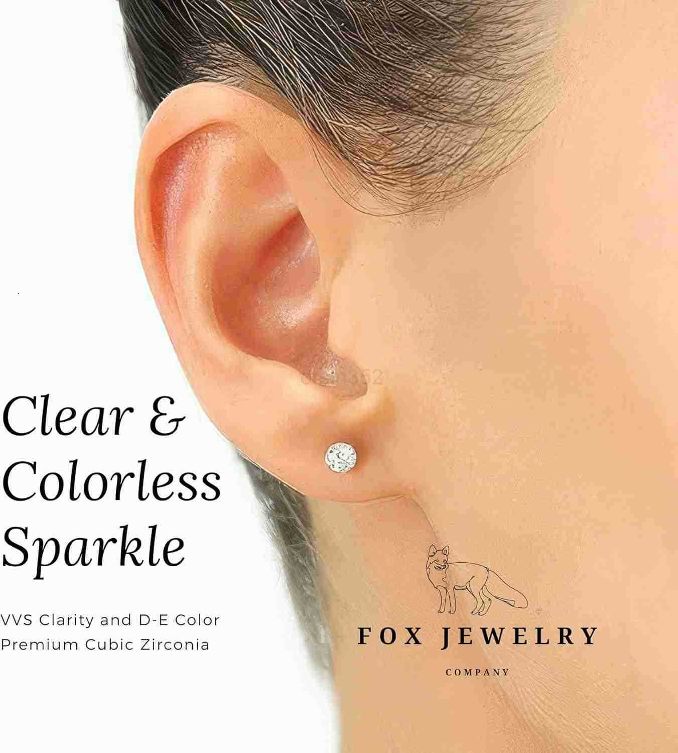 Steel Diamond Stud Earrings for Women Men 1ct Round Cut Simulated Small Diamond Earrings Cubic Zirconia Push Back Earrings Y260117