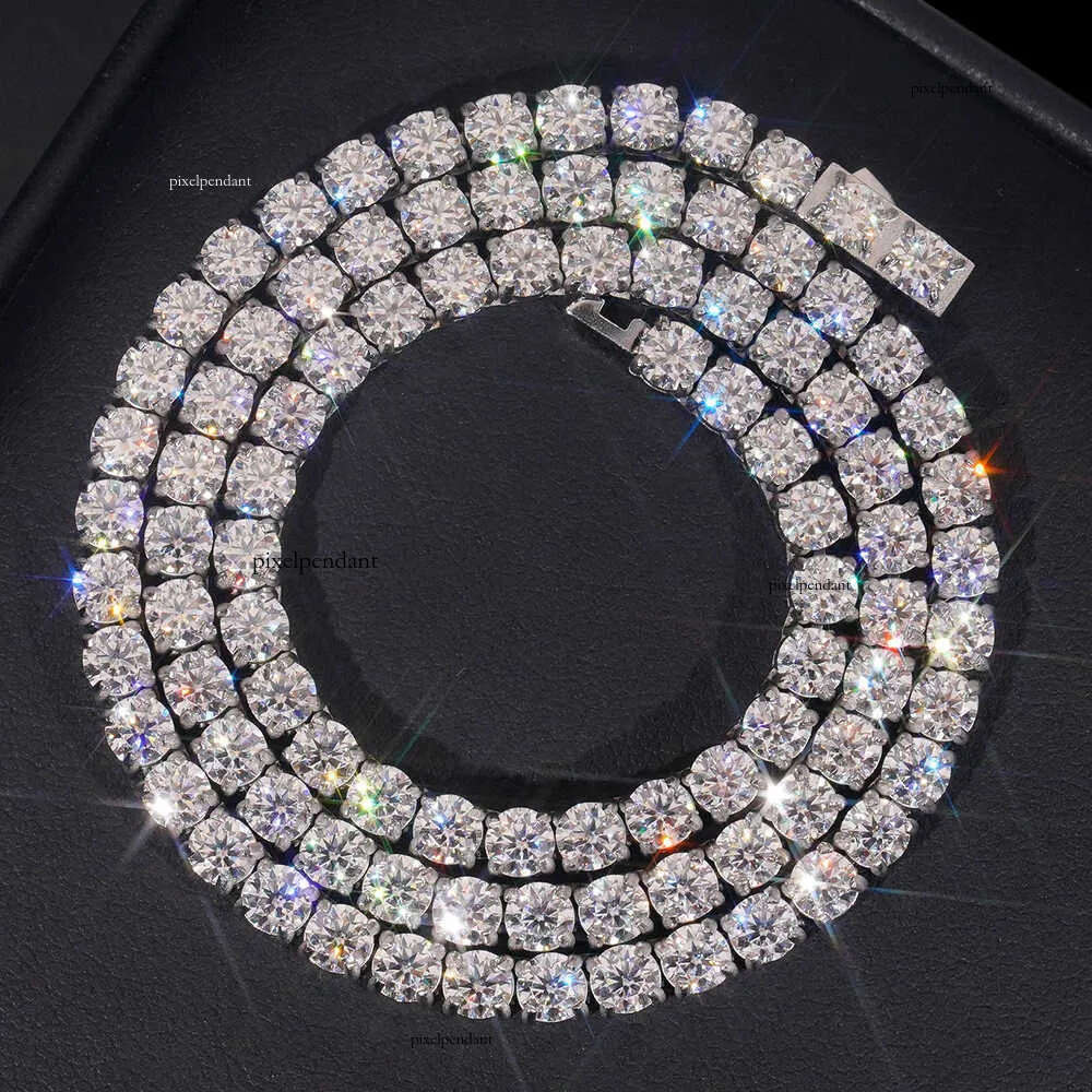 4/5mm Pass Dia Tester Hip Hop Jewelry VVS D Color Shiny Men 316L Stainless Steel Moissanite Tennis Chain Link Necklace
