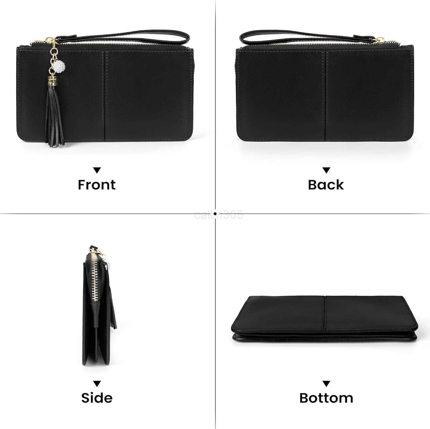Genuine Leather Wristlet Clutch for Women UltraSlim Ladies Credit Card Holder Wallet Purses with RFID Protection Z25909