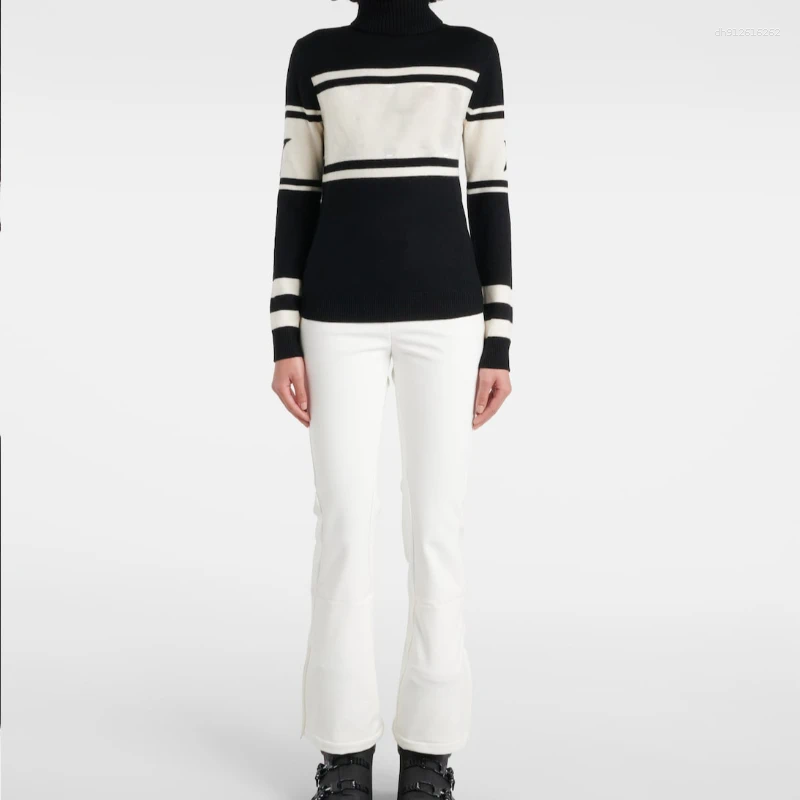 Designer Women's Knits Knitted High Neck Warm Sweater With A Design Sense Of Autumn And Winter Color Blocking Versatile Cotton Ins Style Pullover