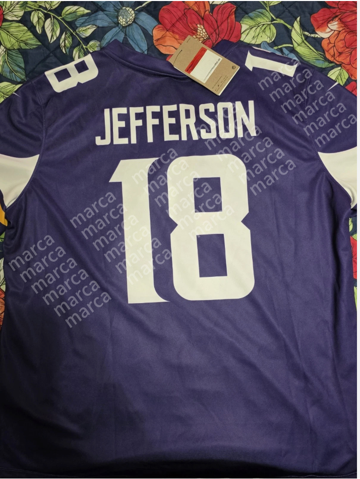 Custom Justin Jefferson Football Jersey McCarthy Hockenson Smith Embroidered Polyester Jersey for fans