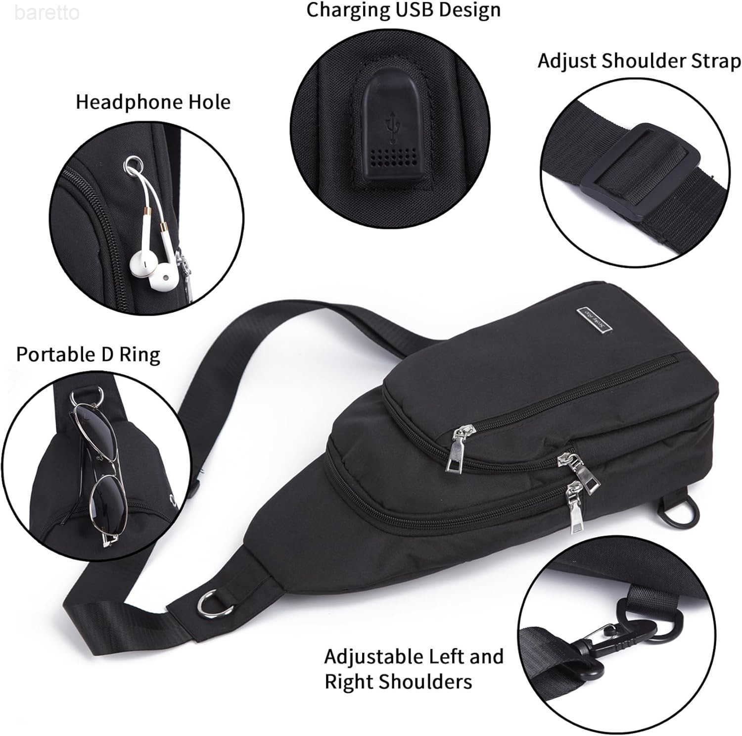 Rop Small Sling Bag Crossbody for Men Women One Strap Shoulder Cross Body Bag Sling Backpack for Travel Z250909