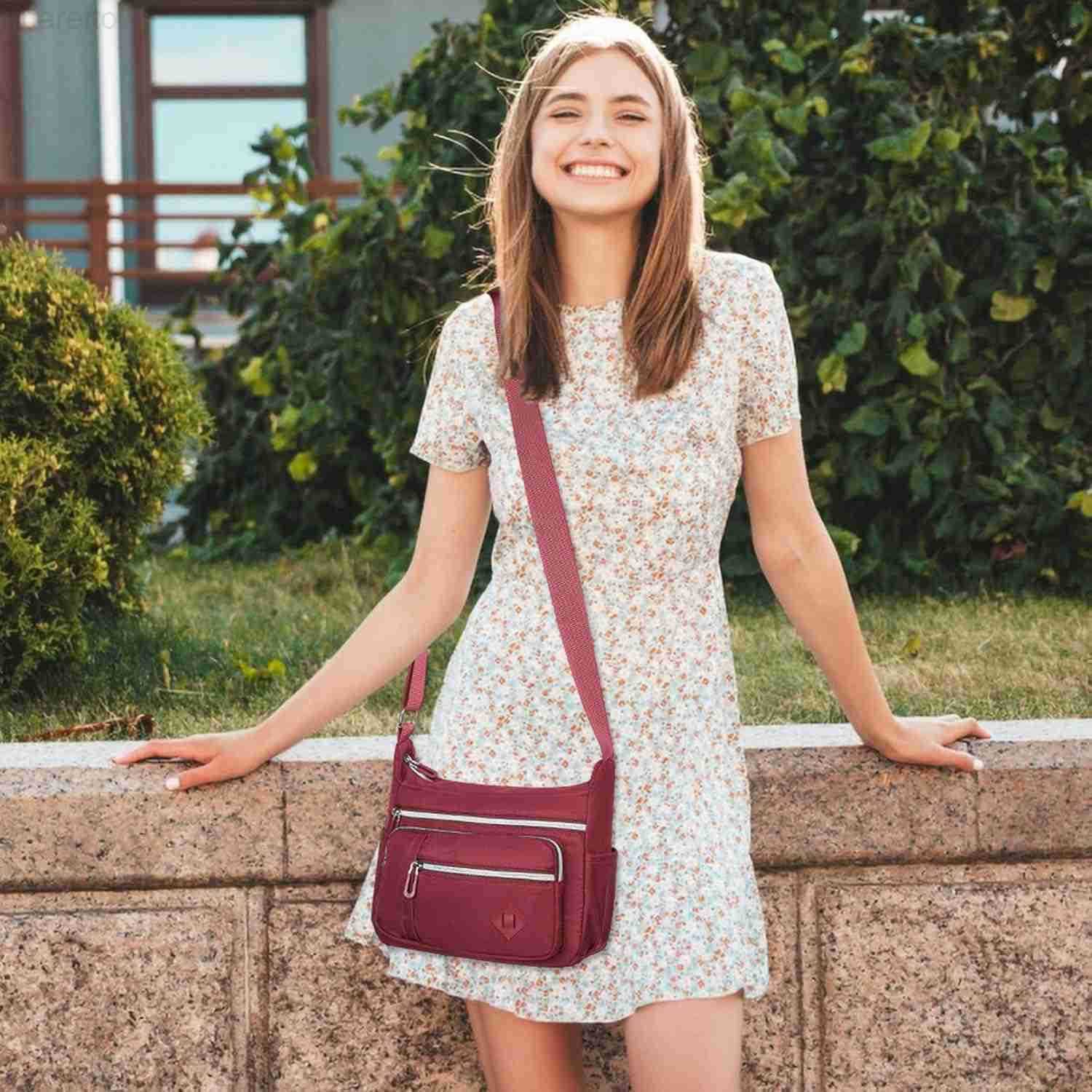 Bags for Women Nylon Waterproof Shoulder Purse Messenger Bag Ladies Multiple Pockets Bag for Travel Z250909