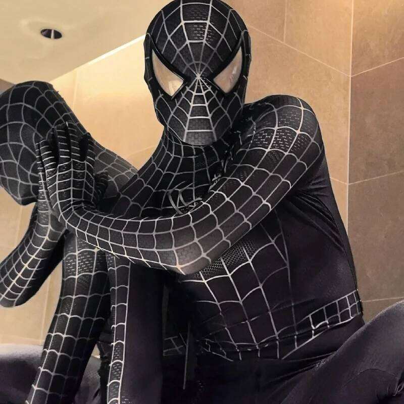 Anime Superhero Toby Black Venom Spider Man Cosplay Tight Jumpsuit Halloween Cosplay Black Spider Costume