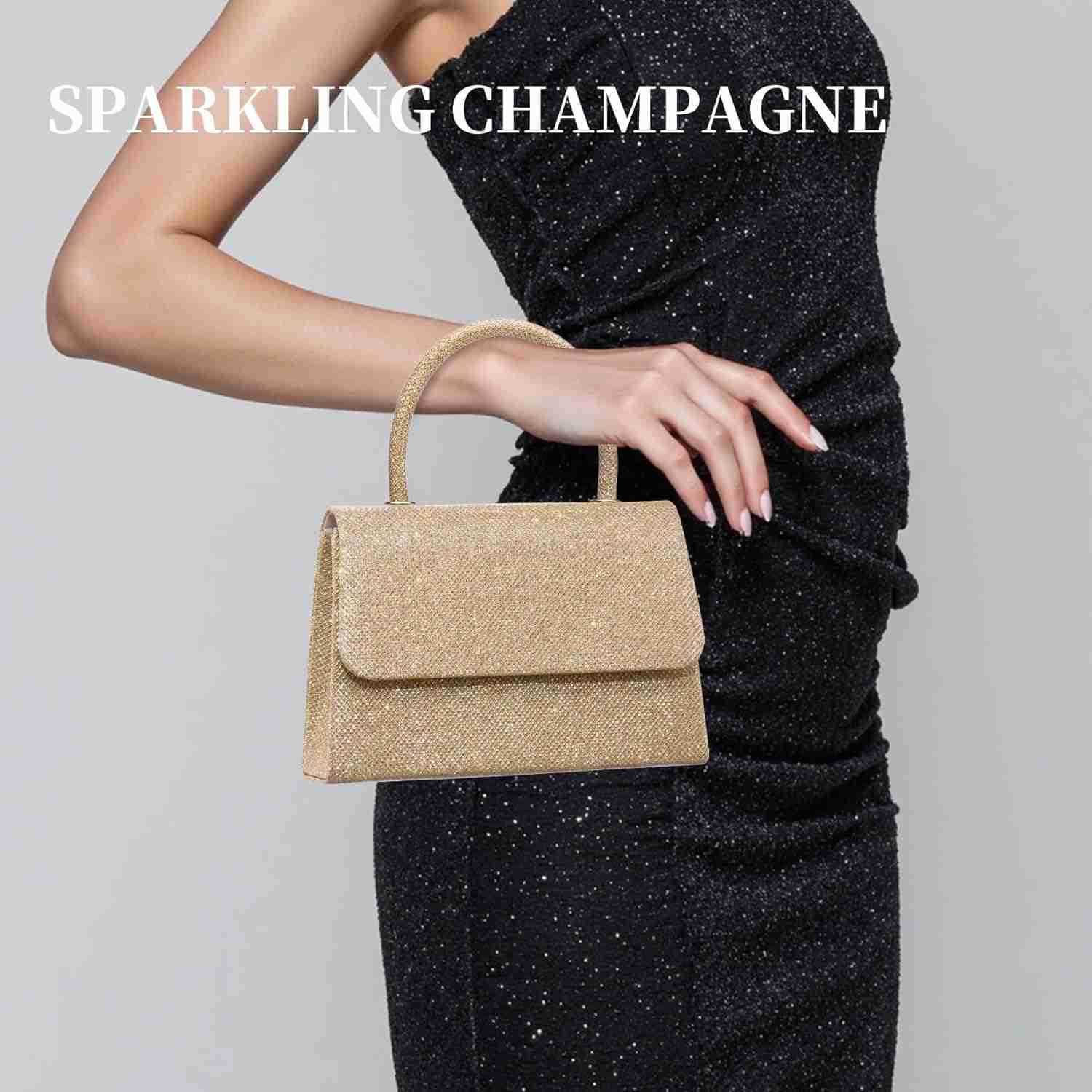 Womens Evening Handbags Glitter Top Handle Evening Clutch Purse wChain for Party Prom Wedding Cocktail Club Z25909