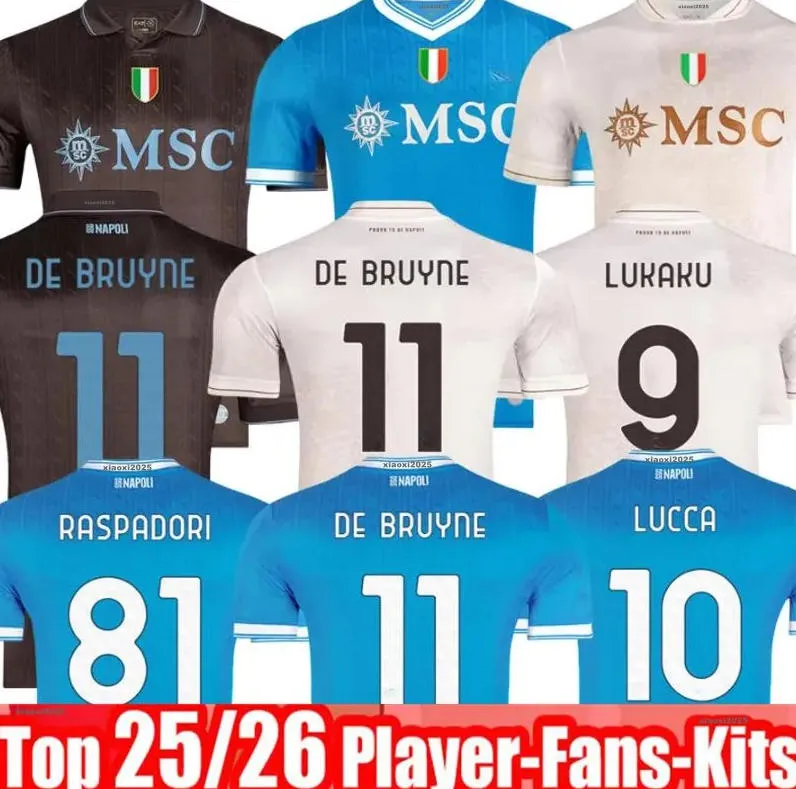 LUKAKU DE BRUYNE Napoli 25 26 soccer jerseys Maglia LANG LUCCA Naples 2026 BEUKEMA NERES Football Shirts McTOMINAY Napoli jersey top kit men kids Training ShirtS