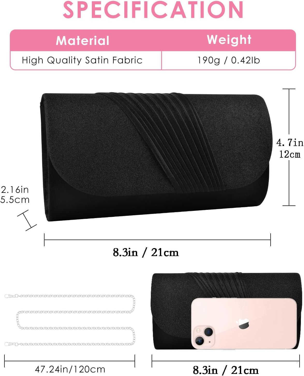 Clutch Purses for Women Evening Handbags for Formal Wedding Party Cocktail Prom Crossbody Shoulder Envelope Bag Z25910