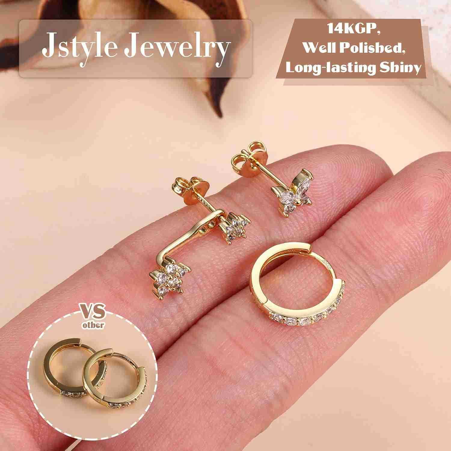 14K Gold Earrings for Women S925 Sterling Silver Earrings for Multiple Piercings Cartilage Stud Small Hoop Dainty Earrings SetW250909