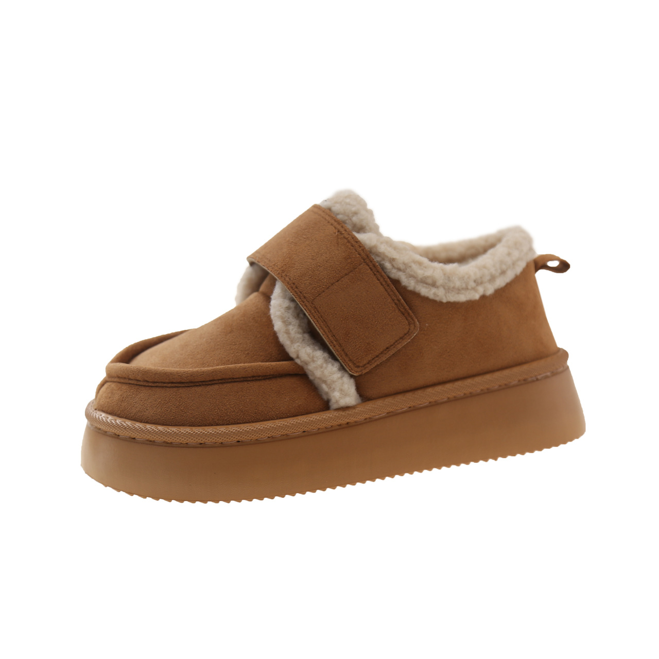 Winter New Product: Simple Thick Bottom Velcro For Men Women Warm Outer Wear Wool Mouth Cotton Plush Single Shoes