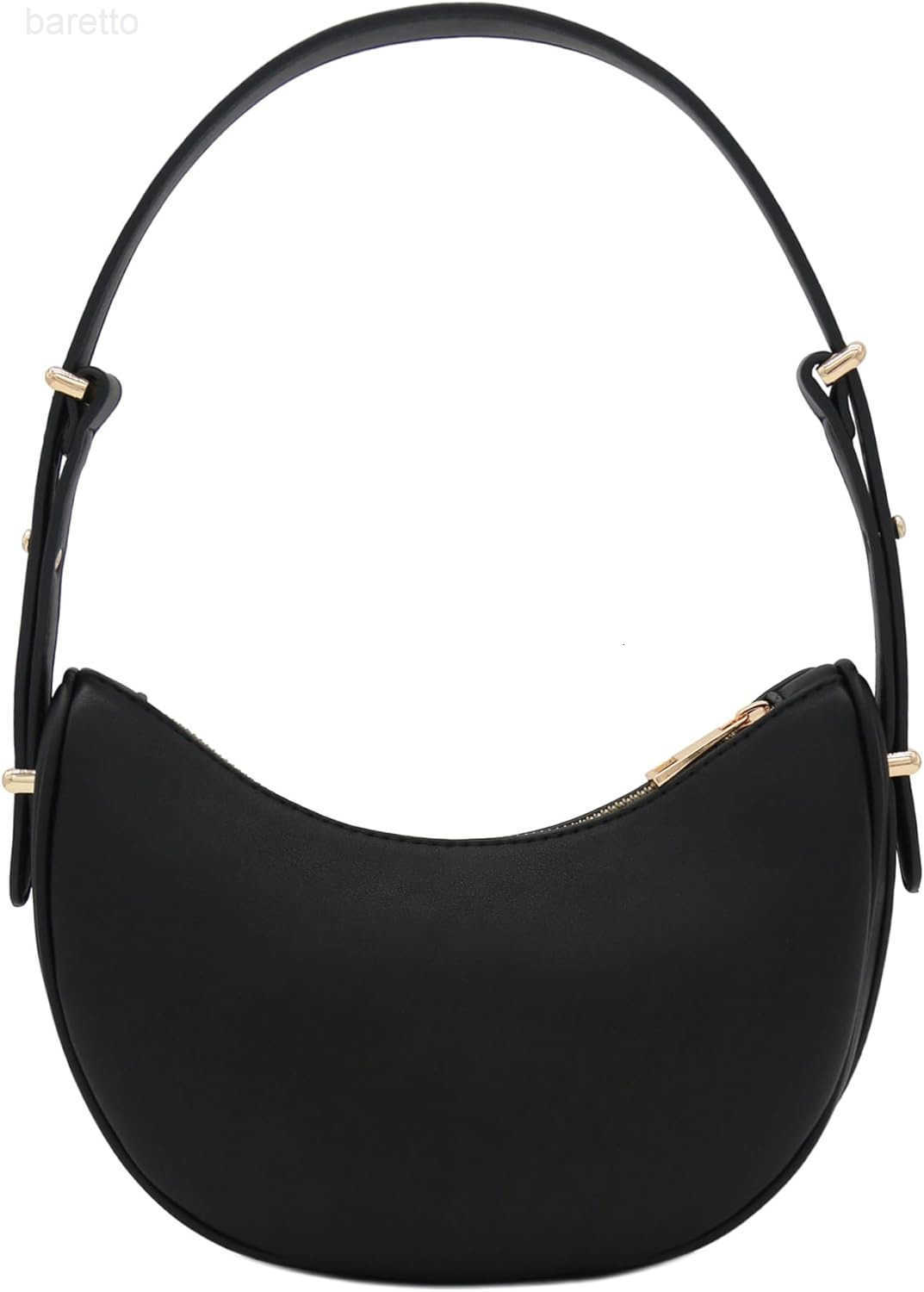Crescent Smooth Faux Leather Underarm Shoulder Bag Z250909