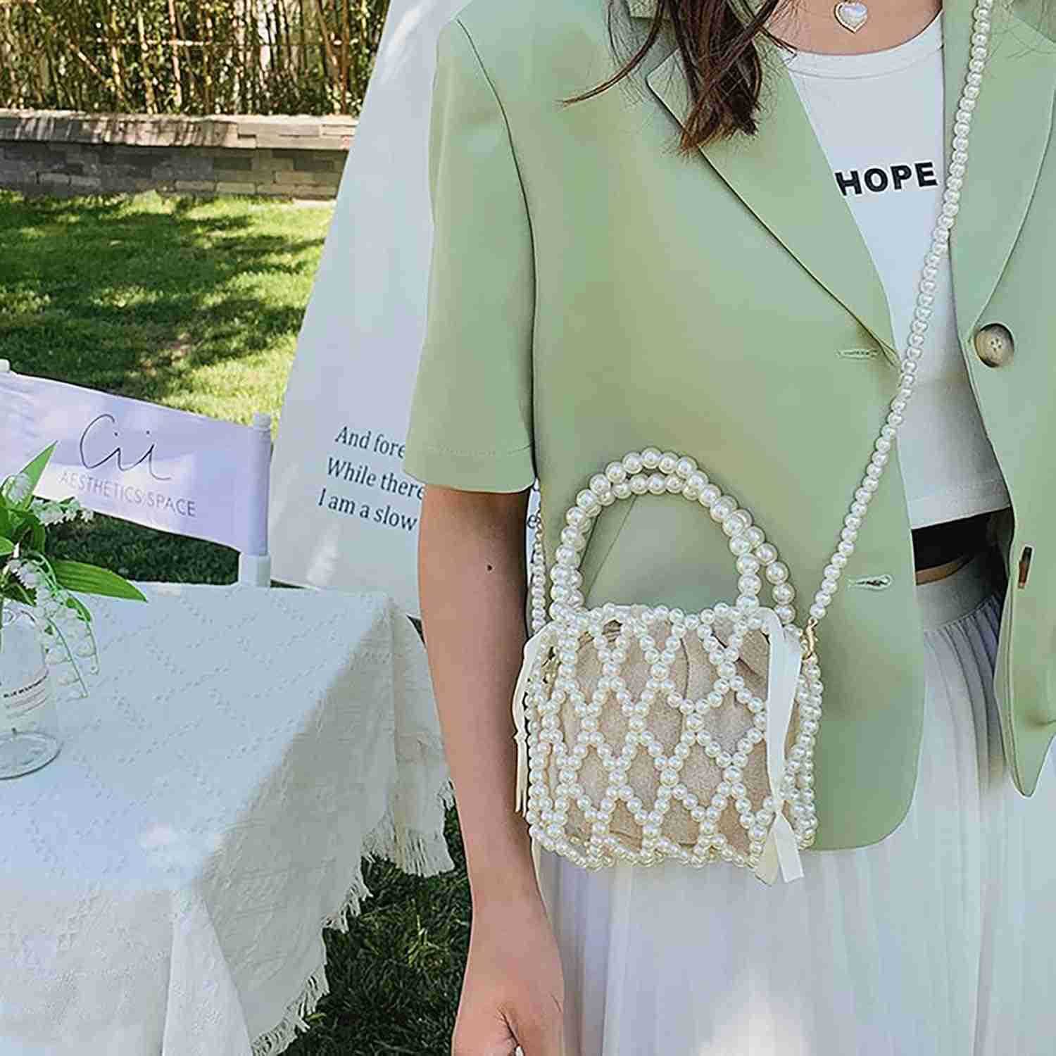 Pearl Bag Chain Bag Purse Bags Artificial Pearl Clutch Handmade Bags Evening Bags for Wedding Bridal Party Travel 03 Z25909