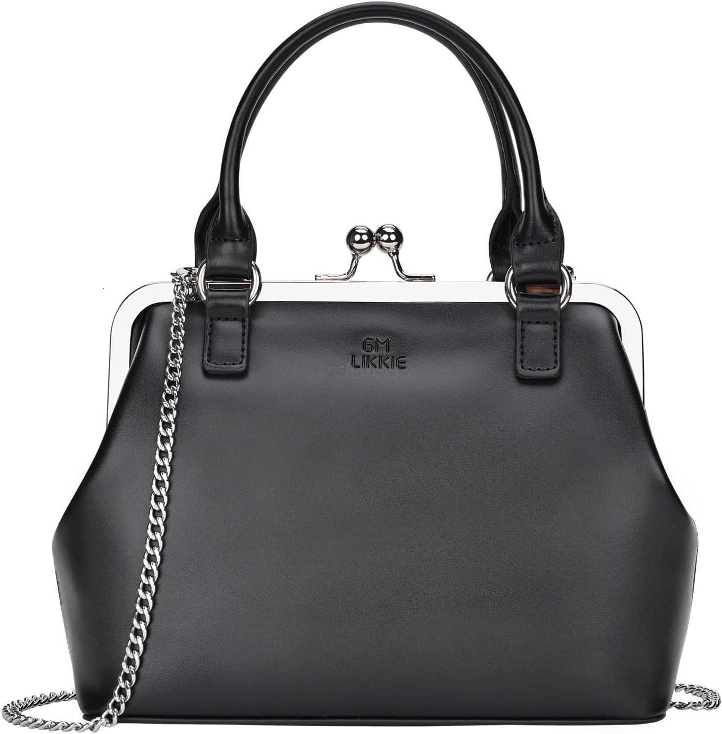 Kiss Lock Purses and Handbags Vintage PU Leather CluTCh Purses for Women Top Handle Evening Handbag Z25909