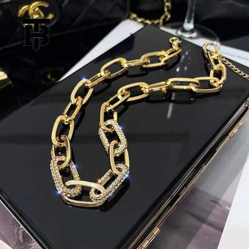 TB BHULAMTE Free Shipping New Designer Accessories Exaggerated Heavy Chain Metal Decoration Necklace Women's Fashion INS Short Collarbone Chain