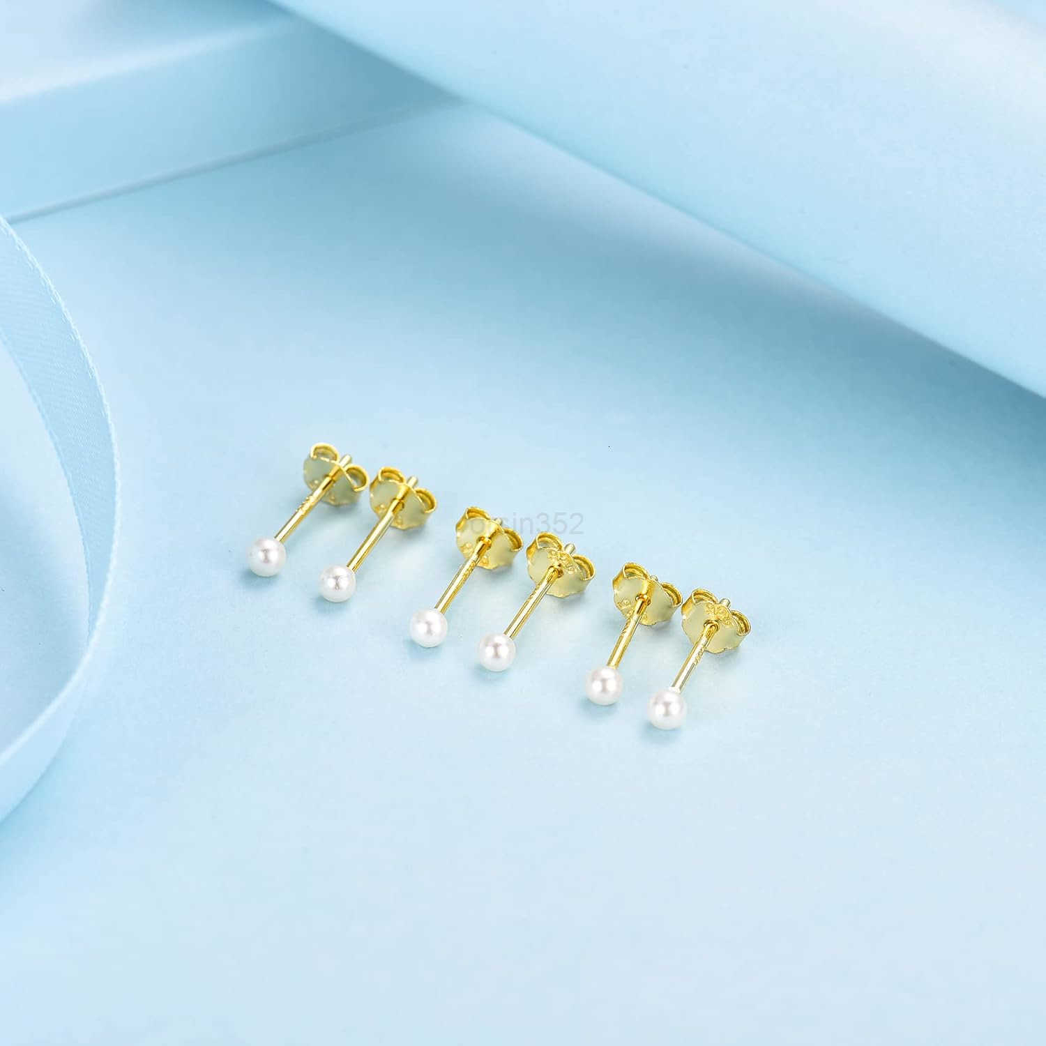Sterling Silver Stud Earrings for Women 3 Pairs of 2mm Tiny Ball Stud Earrings Round CZ Cubic Zirconia Earrings Pearl Earrings Set Cartilage Small Tra