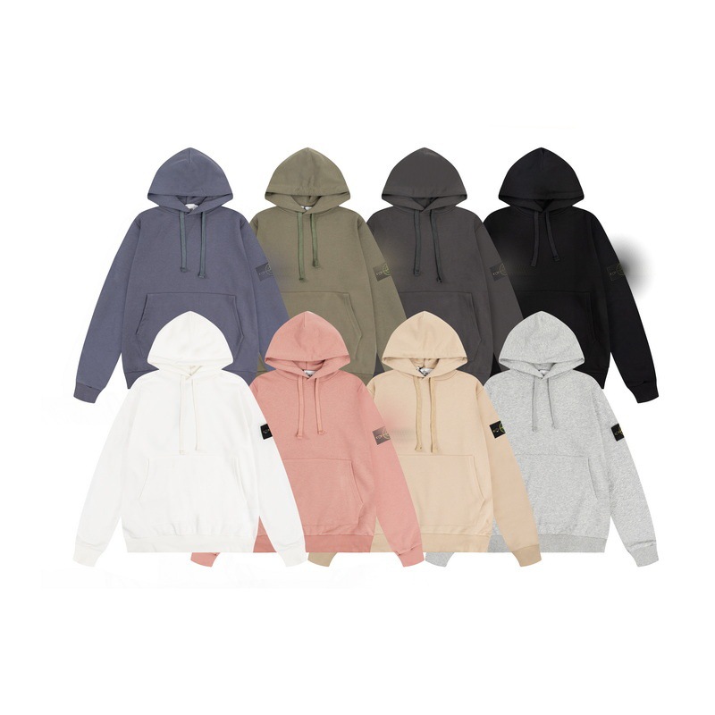 Designer hoodie cotton men's hoodie Y2K European and American stone long sleeved cross-border looped fleece hooded hoodie pullover solid color badge