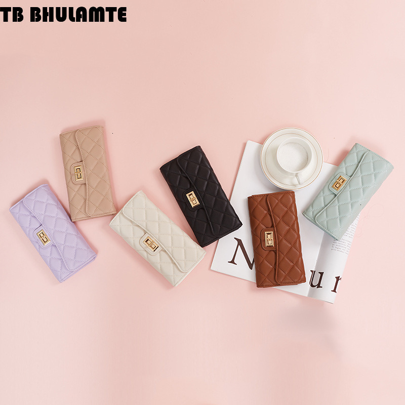 TB BHULAMTE Designer Wallet Cross-border Quilted Women's Wallet Long Style 70% Off PU Luxury Bag Leather Clutch Large Capacity Coin Purse Simple 