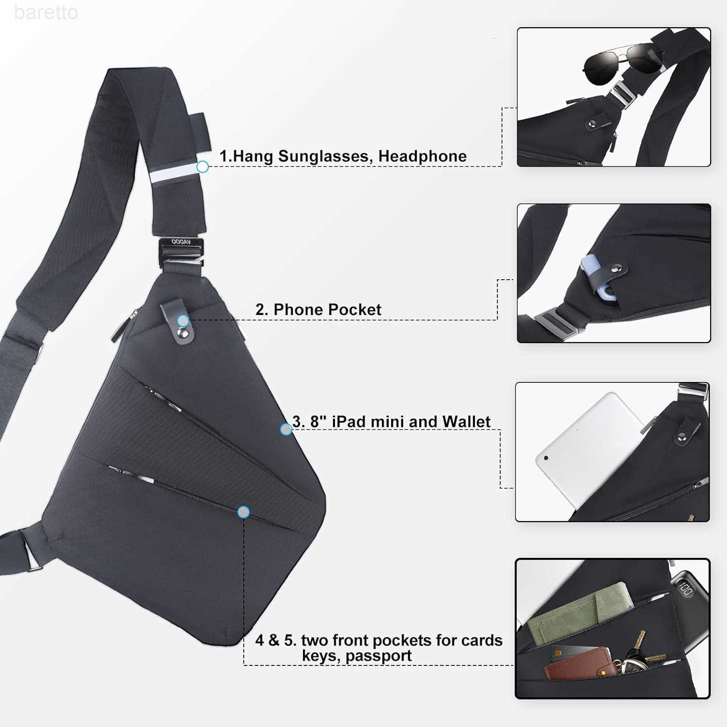 Sling Bag for Men and Women Anti theft Crossbody Bag Lightweight Shoulder Chest Bag for Travel Gym Z250909