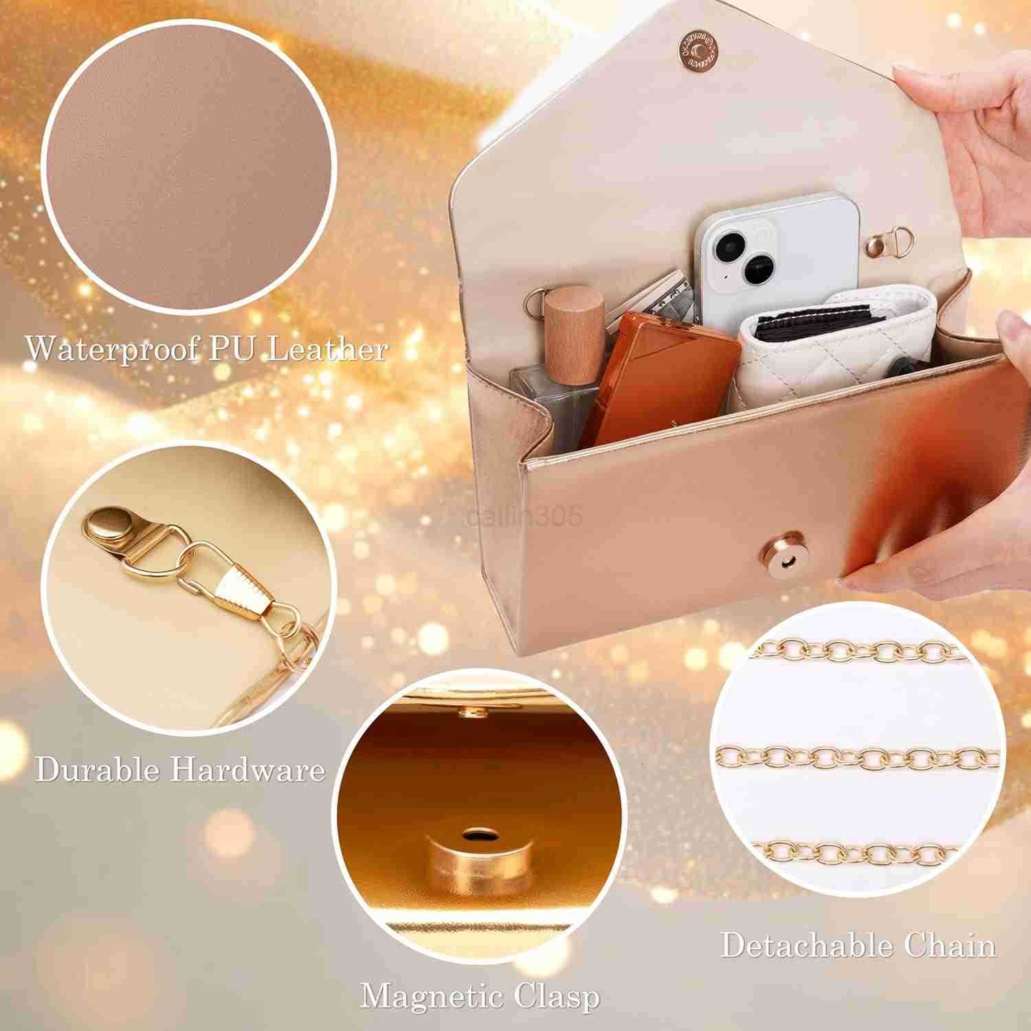 Envelope Clutch Purse for Women Vegan Leather Evening Bag with Chain Strap Wedding Cocktail Party Formal Handbag Z25909