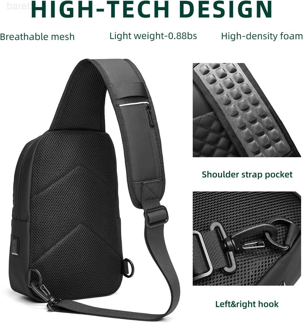 Bag Chest Shoulder Backpack Crossbody Sling Backpack for Men Waterproof Single Shoulder Dayback with USB Charging Port for Commuting Z250909