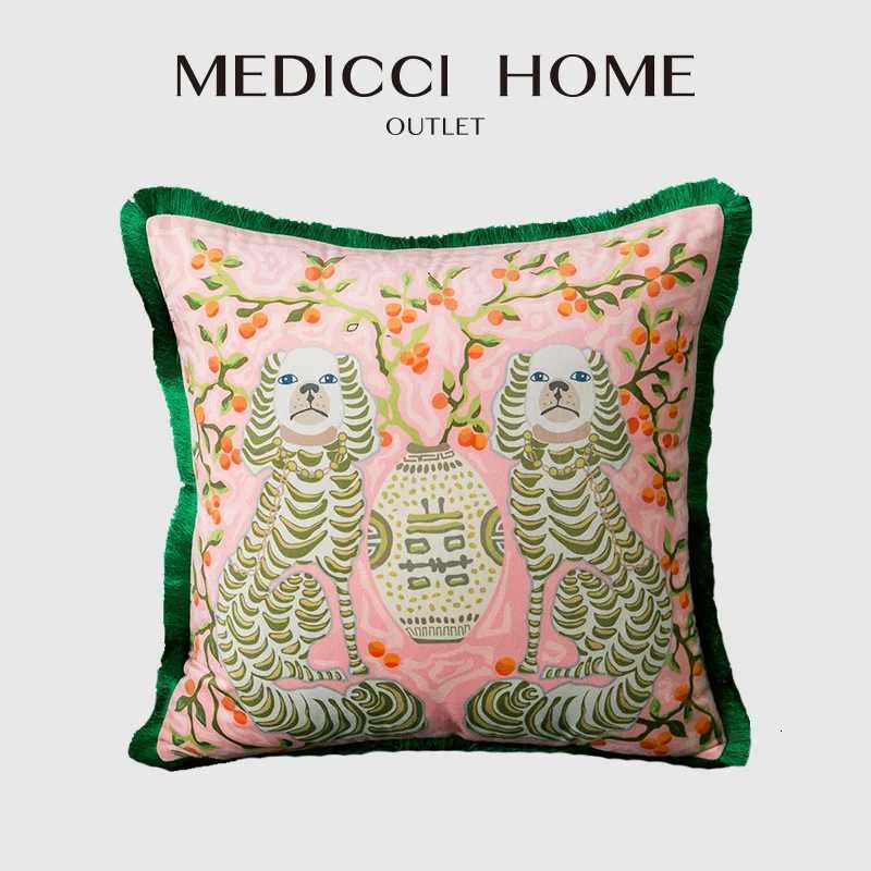 Luxurious Medicci Home Gorgeous Cushion Cover Oriental Mystical Animals Print Ancient Style Decorative Pillow Case Luxury Coussin 50x50cm Y251109