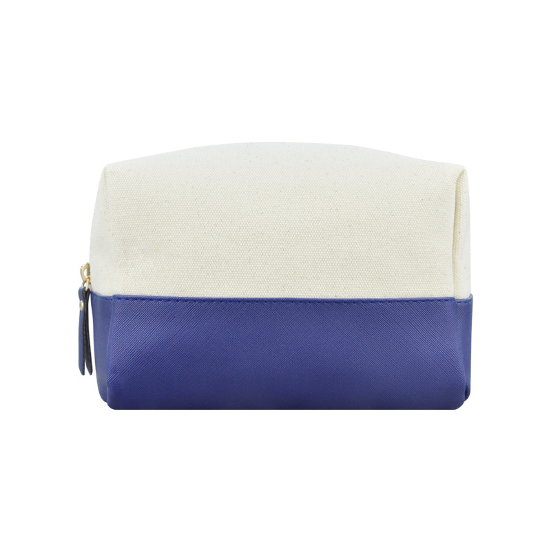Free Shipping 2025 New Cotton Canvas Cosmetic Bag Color Blocking Makeup Organizer Pouch High Capacity Minimalist Style