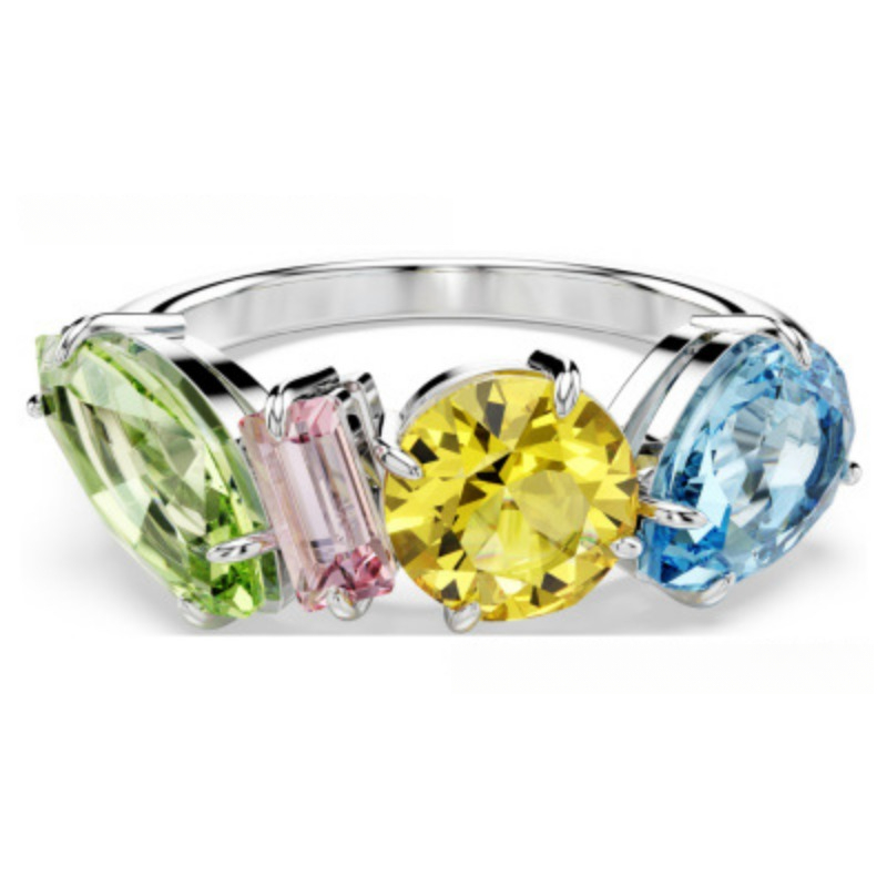 Funky Rainbow Gradient Crystal Bead Necklace - Chic Heart-Shaped Jewelry