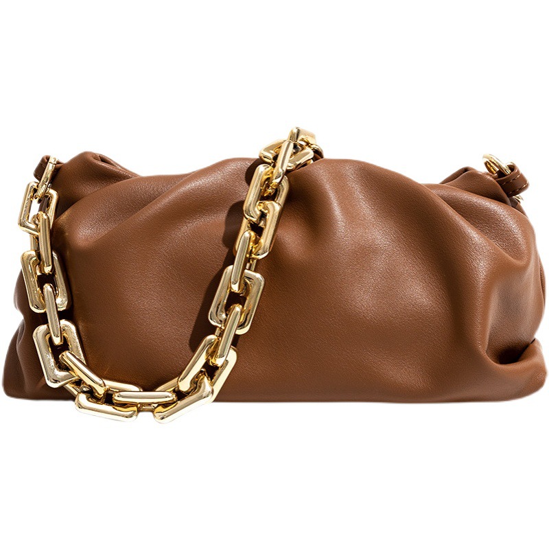 Niche Design 2025 Women's Puffy Cloud Wrinkled Leather Chain Shoulder Crossbody Bag Casual