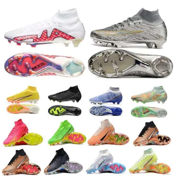 Designer football shoes high top air cushion CR7 knitted FG long nail sneakers Men Soccer Shoes Kids Cleats Football Boots Cleat Ball Boot Youth