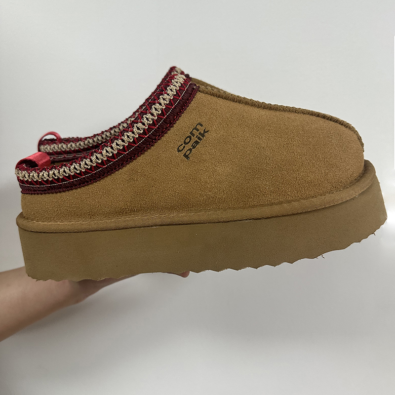 2025 new designer Compaik women's fur slippers ankle boots flat shoes short plush warm folding cotton shoes designer brand winter cotton slipper 