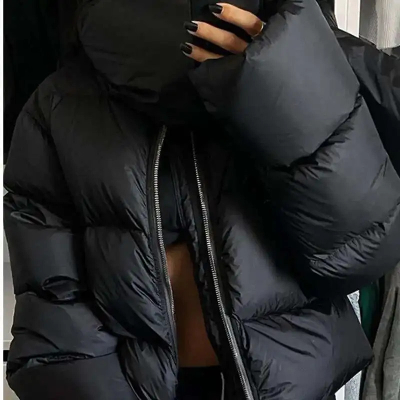 HKSH Autumn Winter Women Cotton Padded Jacket Scarf Collar Thick Long Sleeve Zipper Waded Bread Chic Trendy Coat H2840 250908