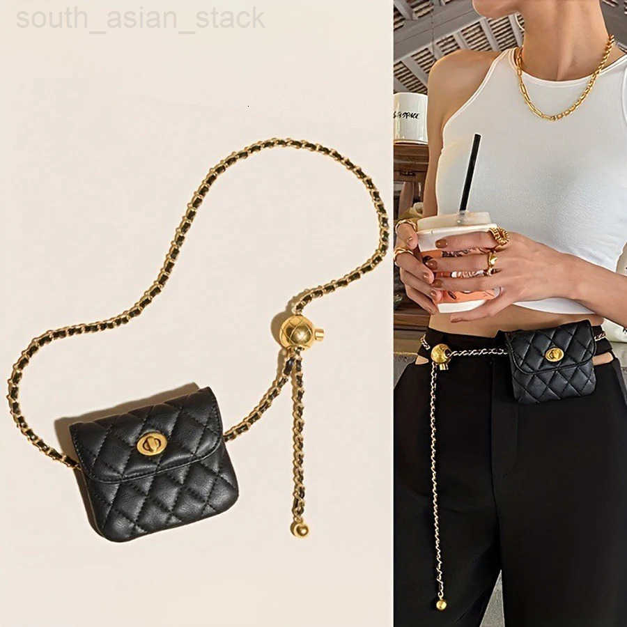 New Womens Little Golden Ball Waistband Bag French Small Fragrant Rhombic Belt Bag Mini Lightweight Chain Crossbody Bag Z250909