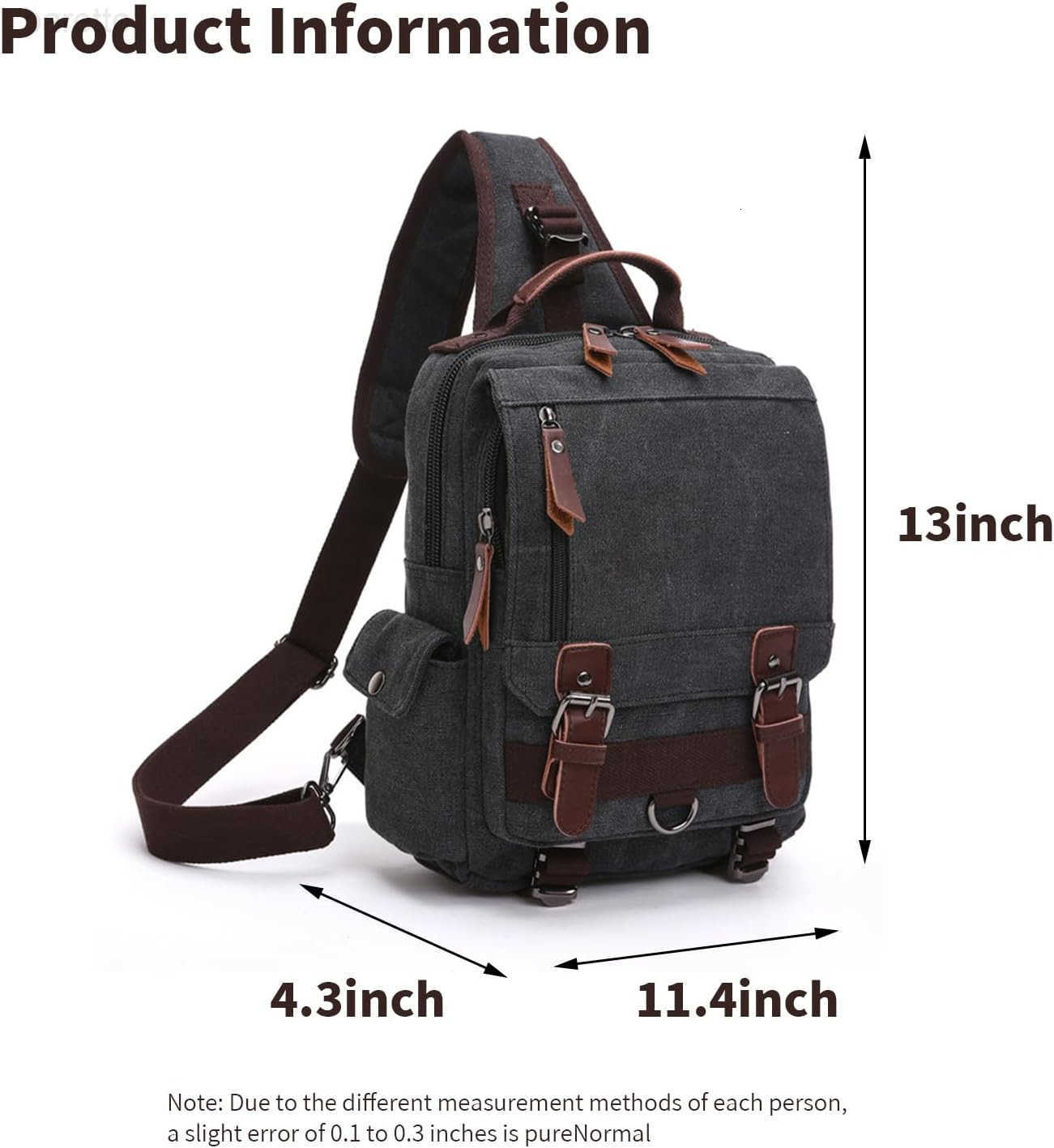 Cross Body Messenger Bag Shoulder Sling Backpack Travel Rucksack Black Z250909